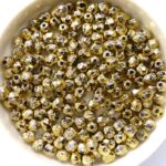 0030191 Crystal Full Brass Etched Facet 4 mm. 50 Pc.-0