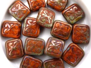 0060016 Opaque Orange Travertin Glass Bead. 8 Pc.-11331