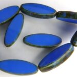 0090026 Opaque Sapphire Travertin Table Cut Bead. 6 Pc.-0
