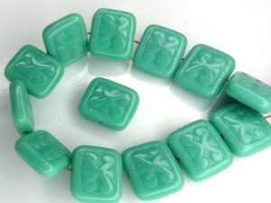 0100059 Opaque Green Turquoise Glass Bead. 12 Pc.-11433