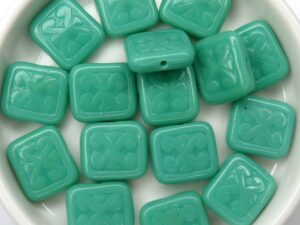 0100059 Opaque Green Turquoise Glass Bead. 12 Pc.-0