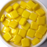 0130016 Opaque Yellow square Bead. 30 Pc.-0