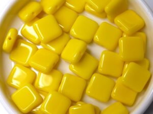 0130016 Opaque Yellow square Bead. 30 Pc.-0