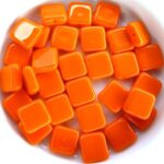 0060014 Opaque Orange square Bead. 30 Pc.-0