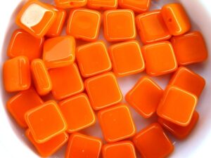 0060014 Opaque Orange square Bead. 30 Pc.-0