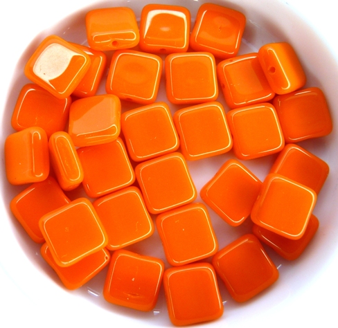0060014 Opaque Orange square Bead. 30 Pc.-0