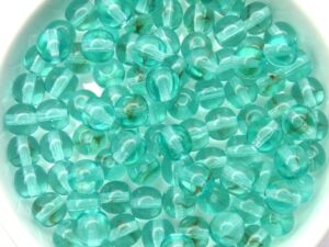 06-R-60110 Light Teal met een bruinig kriebeltje Round 6 mm. 50 Pc.-0