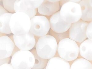 0140249 Opaque White Silk Mat facet 4 mm. 50 Pc.-11138