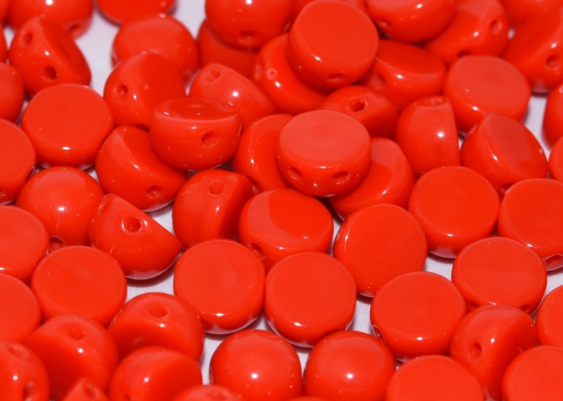 2HC-6-93180 2-Hole Cabochon Opaque Red 25 Pc.-0