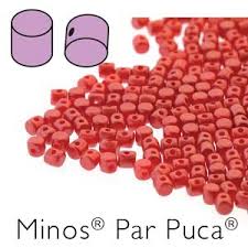 MIN-02010-25010 Pastel Pearl Dark Coral Minos par Puca 10 gram-0