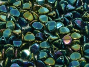 PI-23980-21455 Jet Green Iris Pinch beads. 10 gram-0