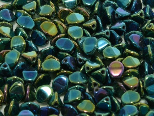 PI-23980-21455 Jet Green Iris Pinch beads. 10 gram-0