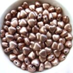 0030051 Silky Light Brown Heart Bead. 30 Pc.-0