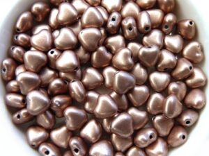 0030051 Silky Light Brown Heart Bead. 30 Pc.-0