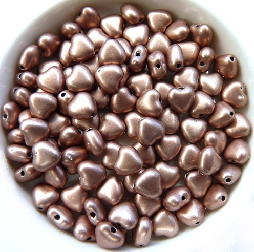 0030051 Silky Light Brown Heart Bead. 30 Pc.-0