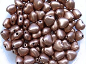 0030051 Silky Light Brown Heart Bead. 30 Pc.-11769