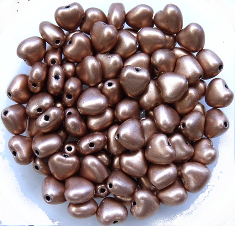 0030051 Silky Light Brown Heart Bead. 30 Pc.-11769