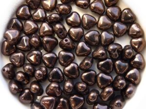 0030096 Jet Dark Bronze Heart Bead. 30 Pc.-11685
