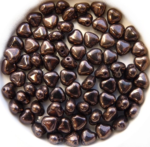 0030096 Jet Dark Bronze Heart Bead. 30 Pc.-11685