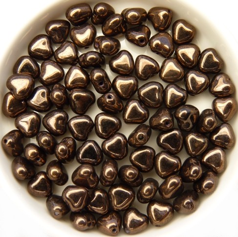 0030096 Jet Dark Bronze Heart Bead. 30 Pc.-0
