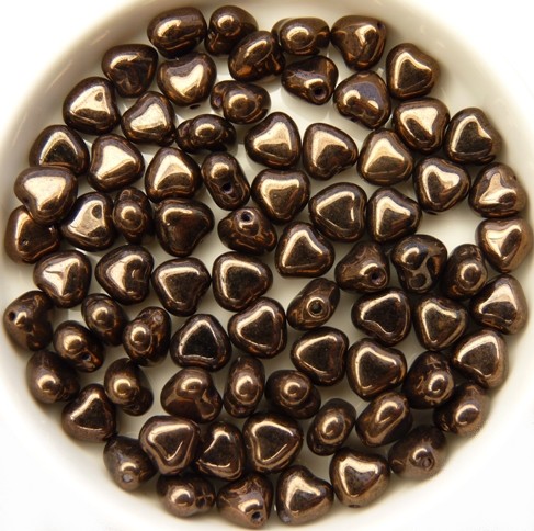 0030096 Jet Dark Bronze Heart Bead. 30 Pc.-0 0030096 Jet Dark Bronze Heart Bead. 30 Pc.-0