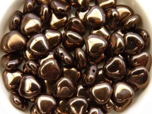 0030097 Jet Dark Bronze Heart Bead. 22 Pc.-11690