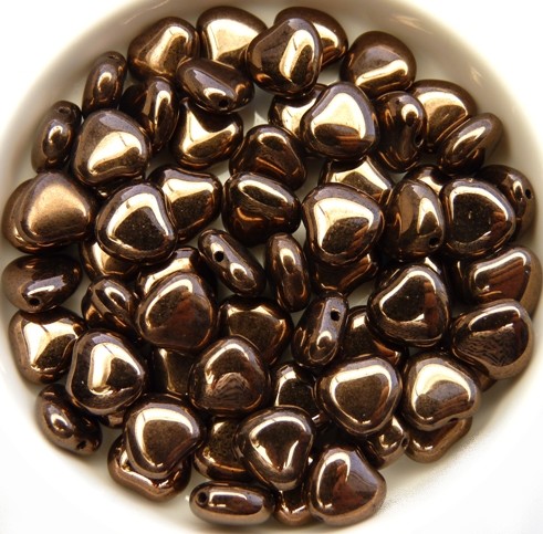 0030097 Jet Dark Bronze Heart Bead. 22 Pc.-11690