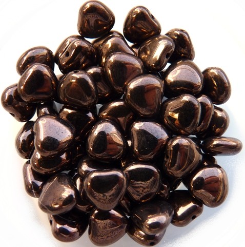 0030097 Jet Dark Bronze Heart Bead. 22 Pc.-0
