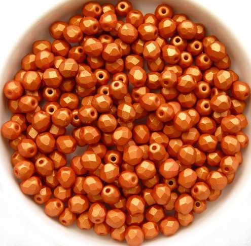 0030187 Gold Shine Orange facet 4 mm. 50 Pc.-11667