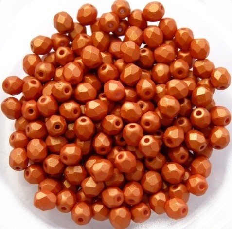 0030187 Gold Shine Orange facet 4 mm. 50 Pc.-0