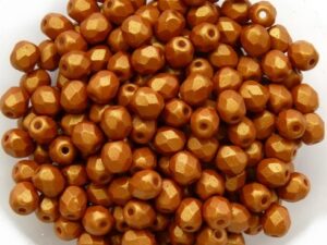 0030188 Gold Shine Brownish Red facet 4 mm. 50 Pc.-0