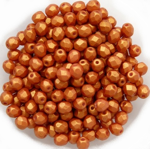 0030189 Gold Shine Brick Red facet 4 mm. 50 Pc.-0