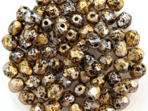0030308 Jet Tweedy Gold Facet 4 mm. 50 Pc.-11693