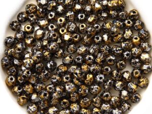 0030308 Jet Tweedy Gold Facet 4 mm. 50 Pc.-11694