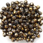 0030308 Jet Tweedy Gold Facet 4 mm. 50 Pc.-0