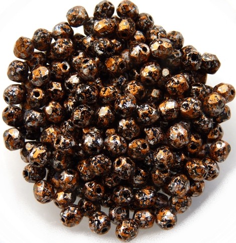 0030310 Jet Tweedy Copper Facet 4 mm. 50 Pc.-0