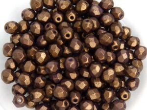 0030311 Gold Shine Saddle Brown facet 4 mm. 50 Pc.-0