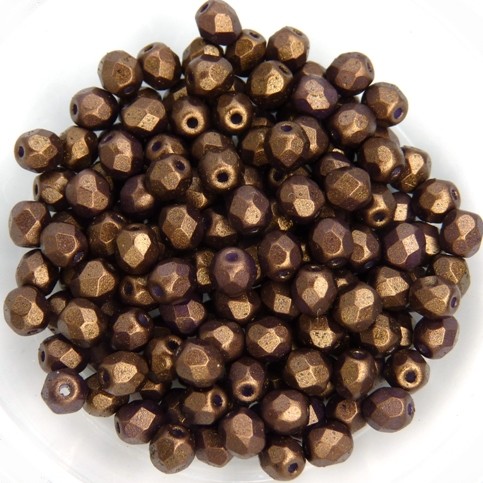 0030311 Gold Shine Saddle Brown facet 4 mm. 50 Pc.-0