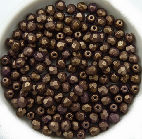 0030311 Gold Shine Saddle Brown facet 4 mm. 50 Pc.-11708