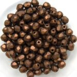 0030312 Jet Dark Bronze Mat facet 4 mm. 50 Pc.-0
