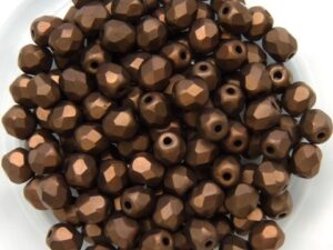 0030312 Jet Dark Bronze Mat facet 4 mm. 50 Pc.-0