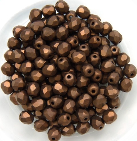 0030312 Jet Dark Bronze Mat facet 4 mm. 50 Pc.-0