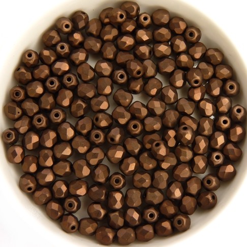 0030312 Jet Dark Bronze Mat facet 4 mm. 50 Pc.-11712