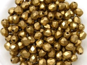 0030313 Jet Gold Bronze Mat facet 4 mm. 50 Pc.-0