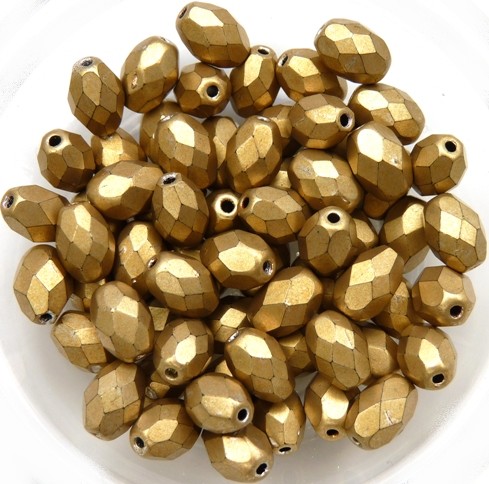 0030314 Metallic Suede Gold Oval facet 8 x 6 mm. 15 Pc.-0 0030314 Metallic Suede Gold Oval facet 8 x 6 mm. 15 Pc.-0