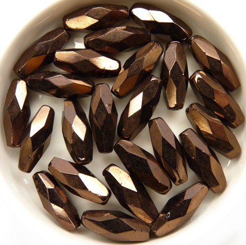 0030316 Jet Dark Bronze Spaghetti Facet 15 x 6 mm. 8 Pc.-0