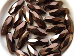 0030316 Jet Dark Bronze Spaghetti Facet 15 x 6 mm. 8 Pc.-11744