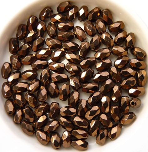 0030317 Jet Dark Bronze Oval Facet 6 x 4 mm. 25 Pc.-0