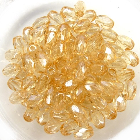 0040210 Crystal Champagne Oval Facet 6 x 4 mm. 30 Pc.-0 0040210 Crystal Champagne Oval Facet 6 x 4 mm. 30 Pc.-0