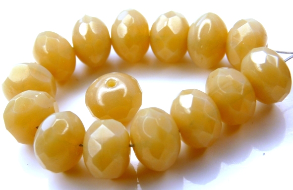 0040216 Opal Beige Donut Facet 9 x 6 mm. 10 Pc.-0